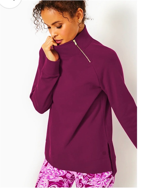 Lilly Pulitzer Tops - Lilly Pulitzer Luxletic asymmetrical Half-Zip Mock Neck Pullover.
